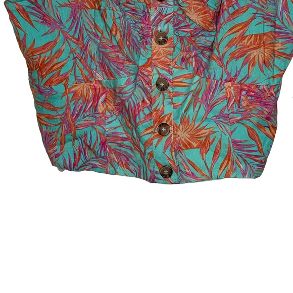 Gianni‎ Bini Halter Top Size Large Teal Multi Color Floral Lined Womens Rayon - Picture 3 of 6